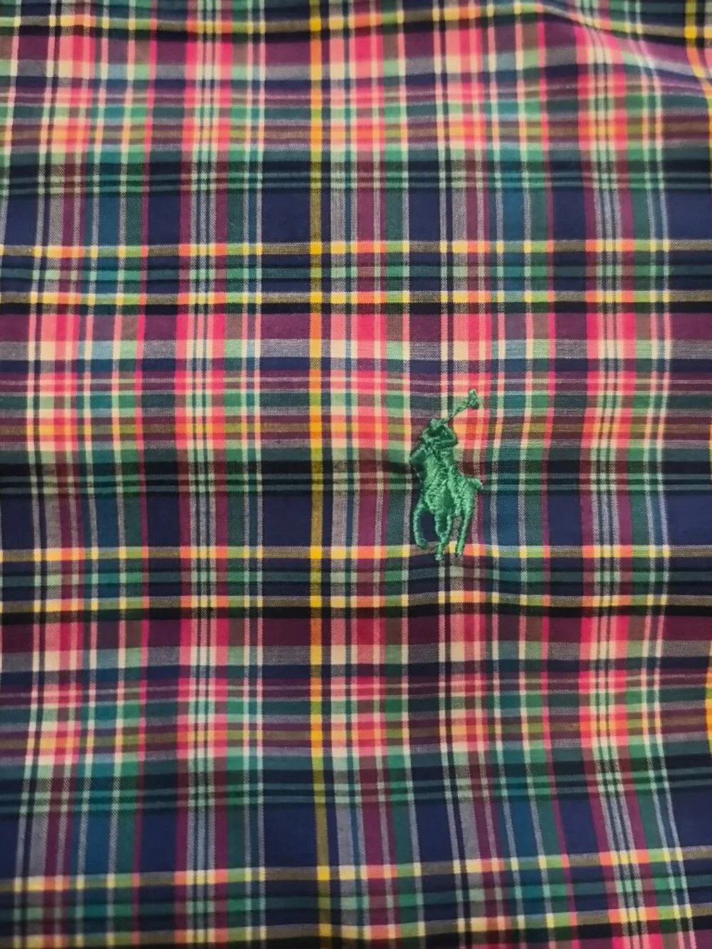 Polo Ralph Lauren Shirt Men Large Check Plaid Long Sleeve Green Pony Logo G810